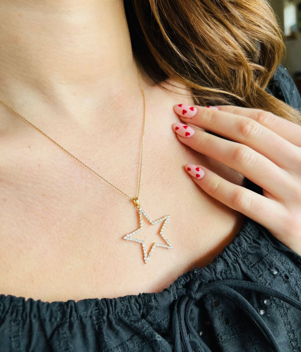 POM Golden Pave Crystal Star Necklace