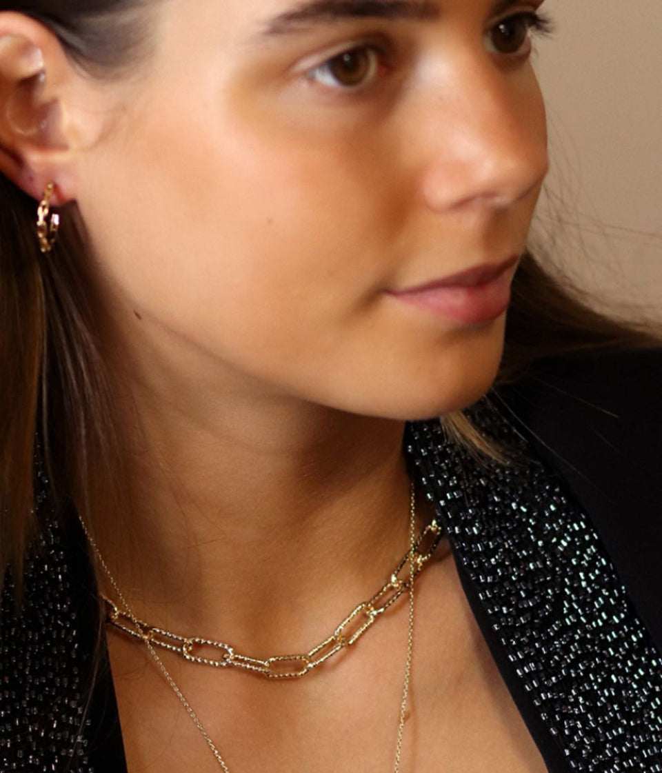 POM Golden Textured Paperchain Link Necklace