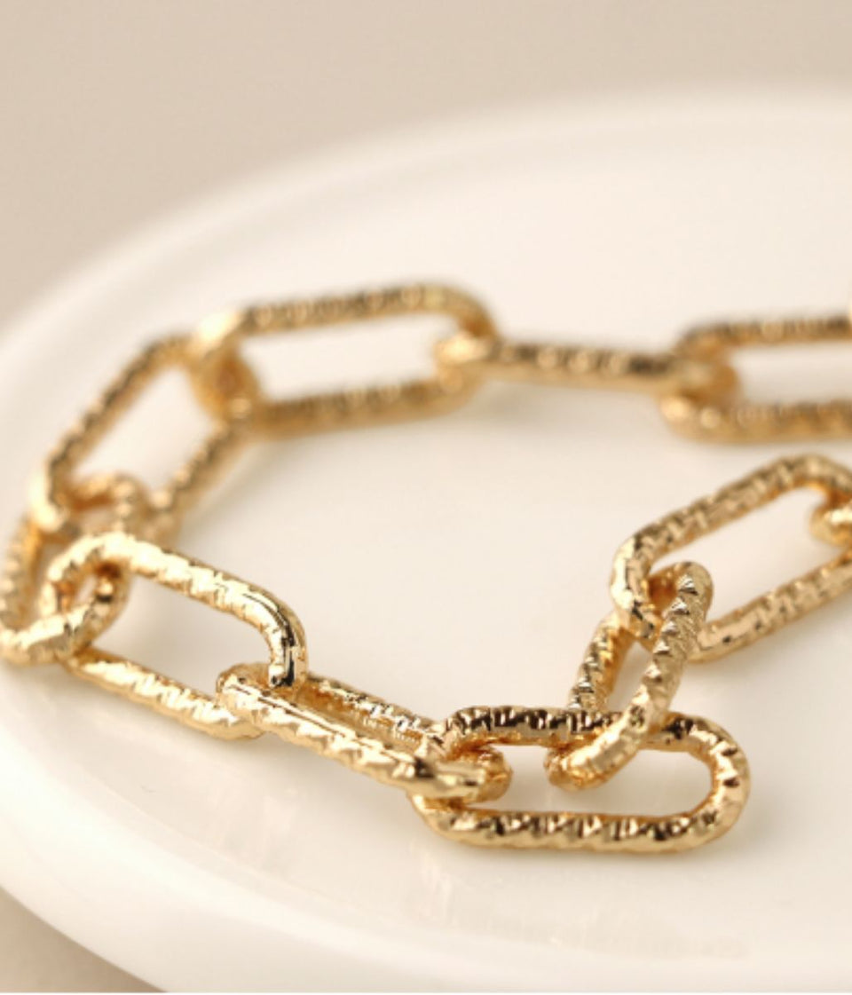 POM Golden Textured Paperchain Link Necklace