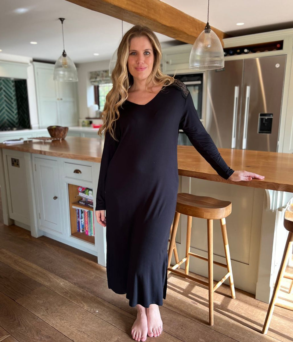 Black Lace Insert Nightdress