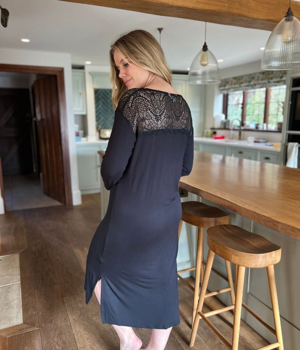 Black Lace Insert Nightdress