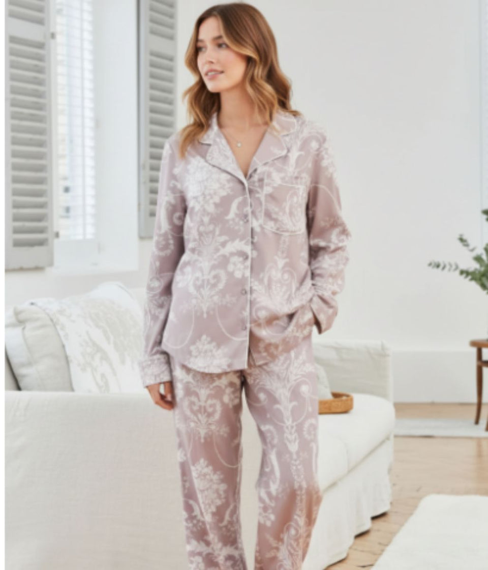 Ex Laura Ashley Mauve Josette Button Through Pyjamas