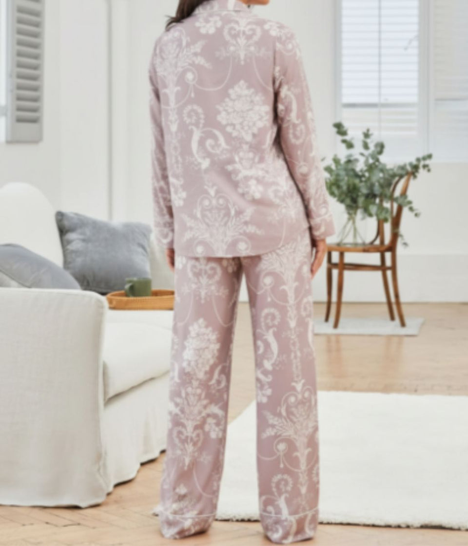 Ex Laura Ashley Mauve Josette Button Through Pyjamas