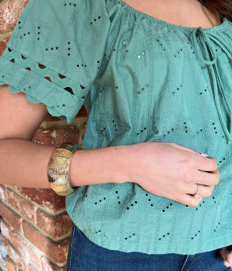 Gold Basket Weave Hinged Bracelet