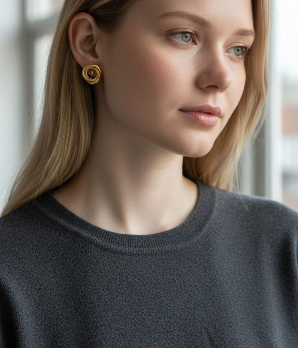 Golden Knot Clip On Earrings