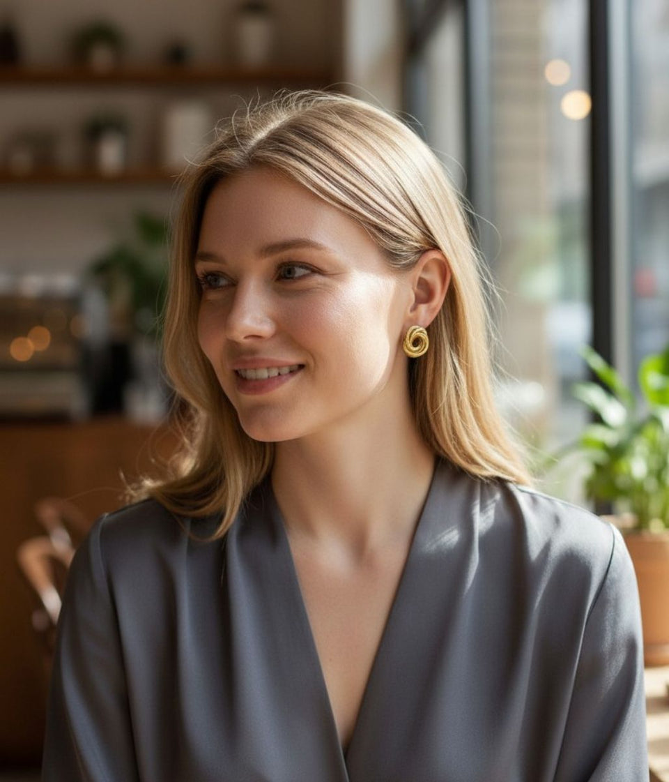 Golden Knot Clip On Earrings