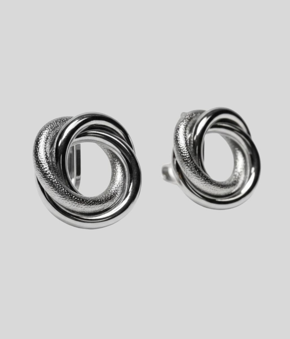 Silver Knot Clip On Earrings