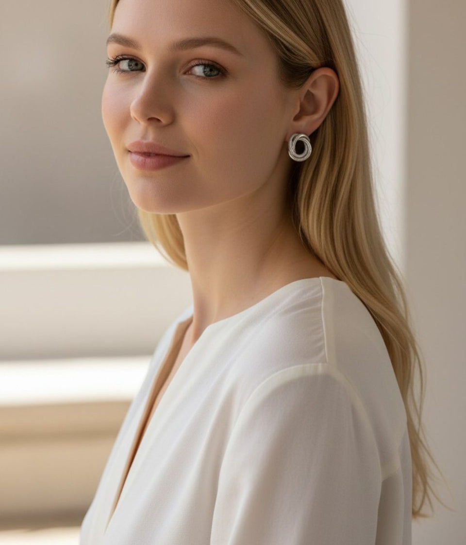 Silver Knot Clip On Earrings