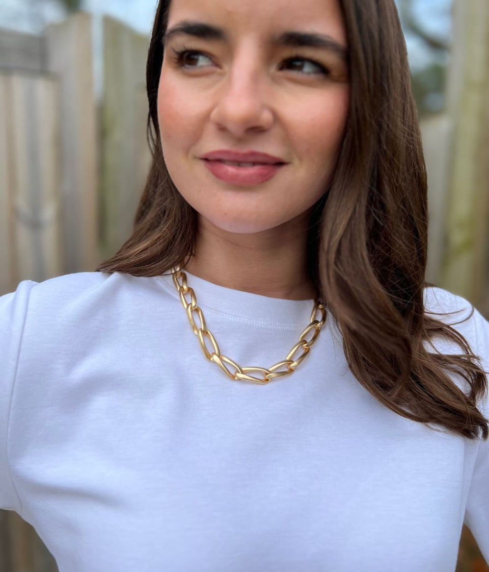 Matt Golden Chunky Chain Link Necklace
