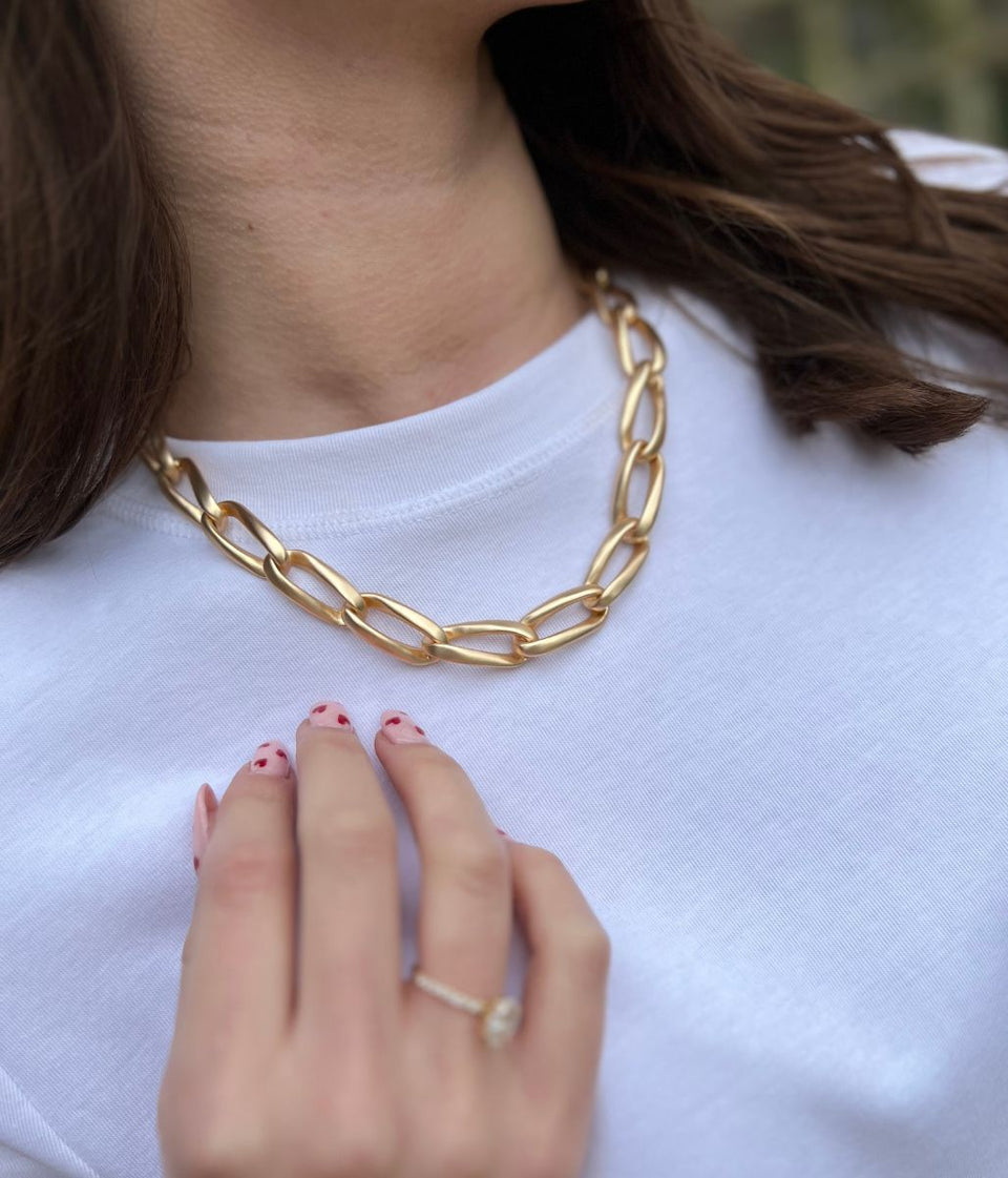 Matt Golden Chunky Chain Link Necklace