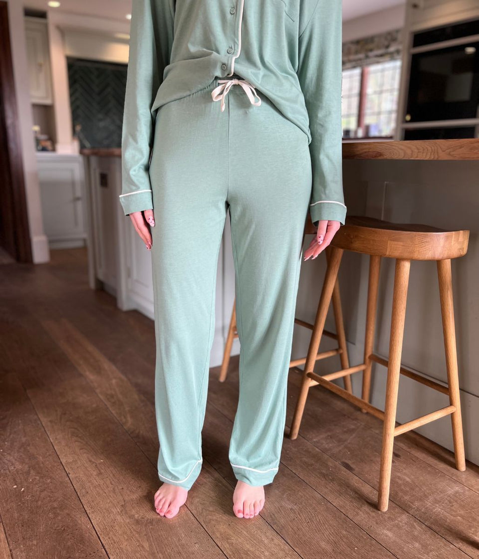 Green Cotton Modal Revere Pyjama Set