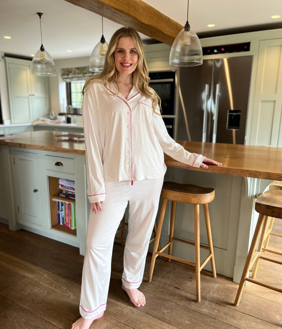 Ivory Cotton Modal Revere Pyjama Set