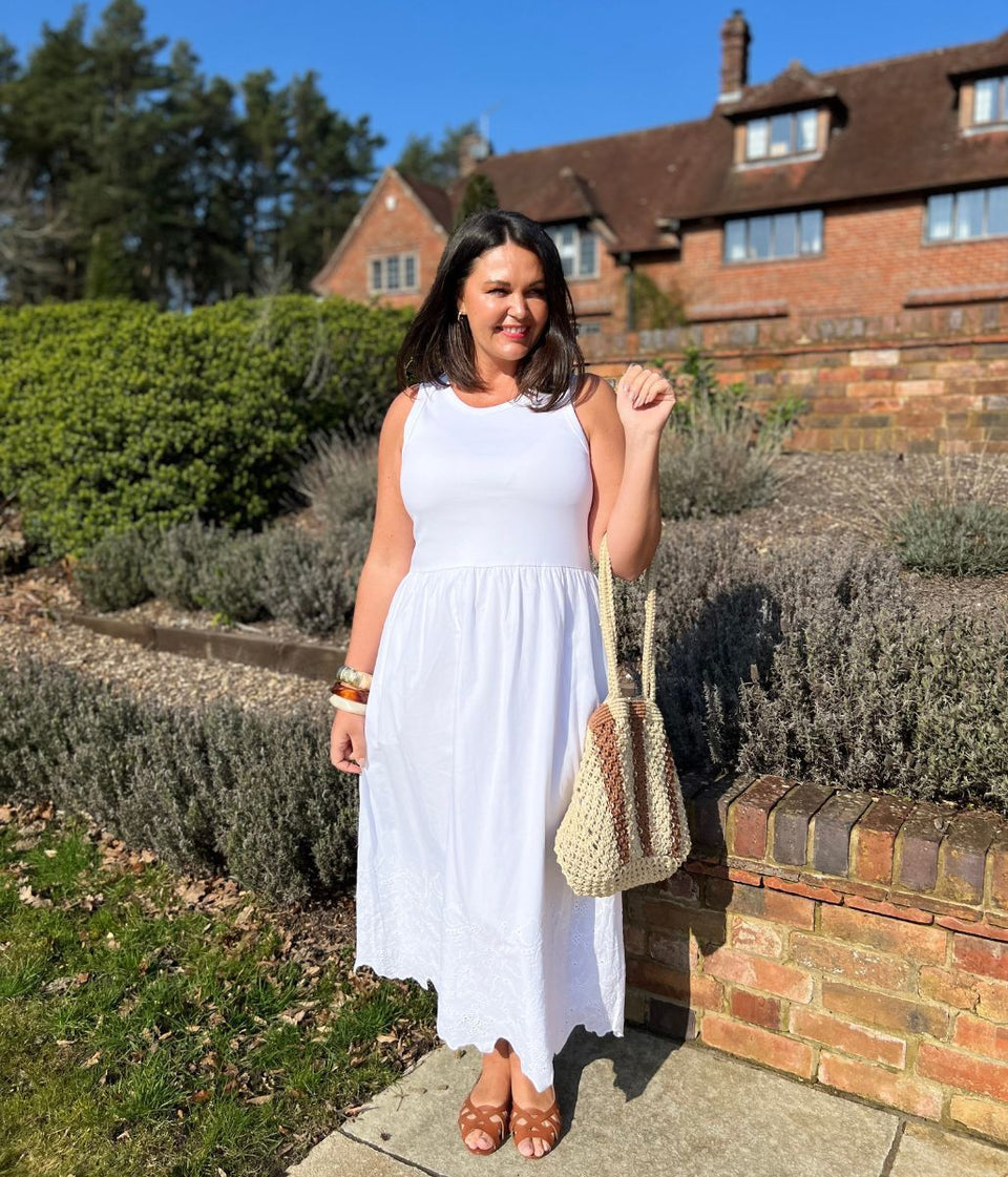 Estie Cream Striped Woven Tote Bag