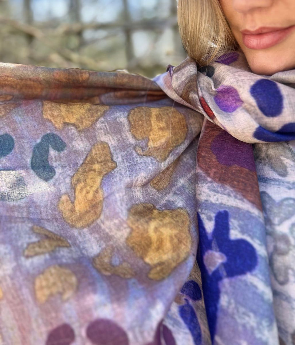 Leopard Print Frayed Edge Scarf