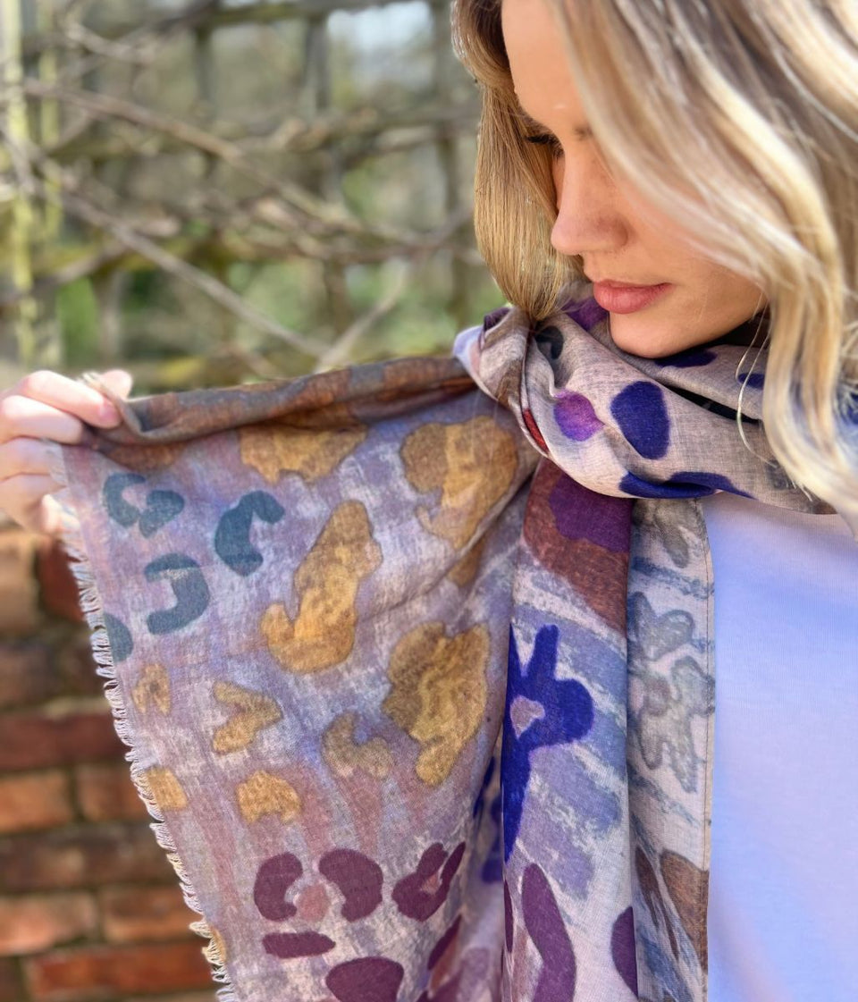 Leopard Print Frayed Edge Scarf