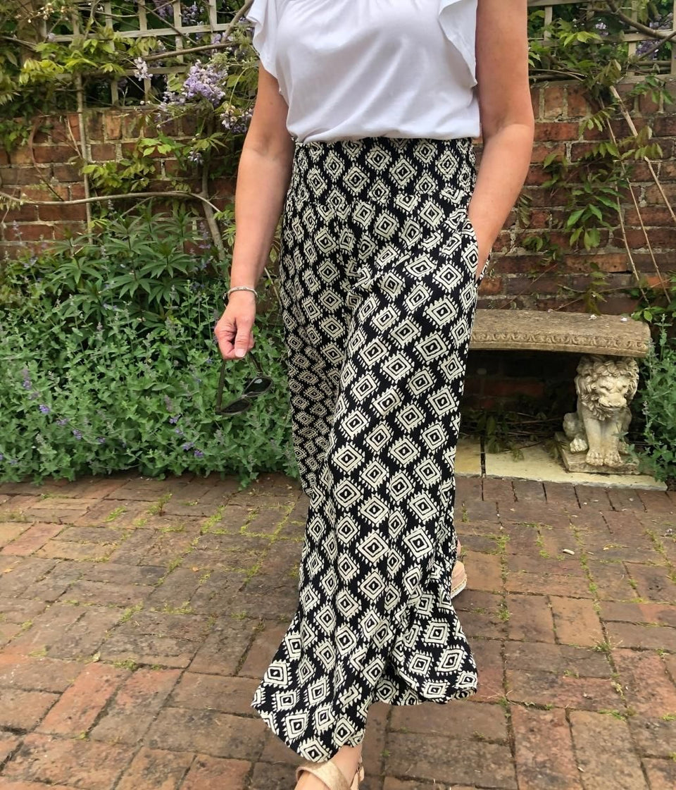 Black Aztec Culotte Trousers