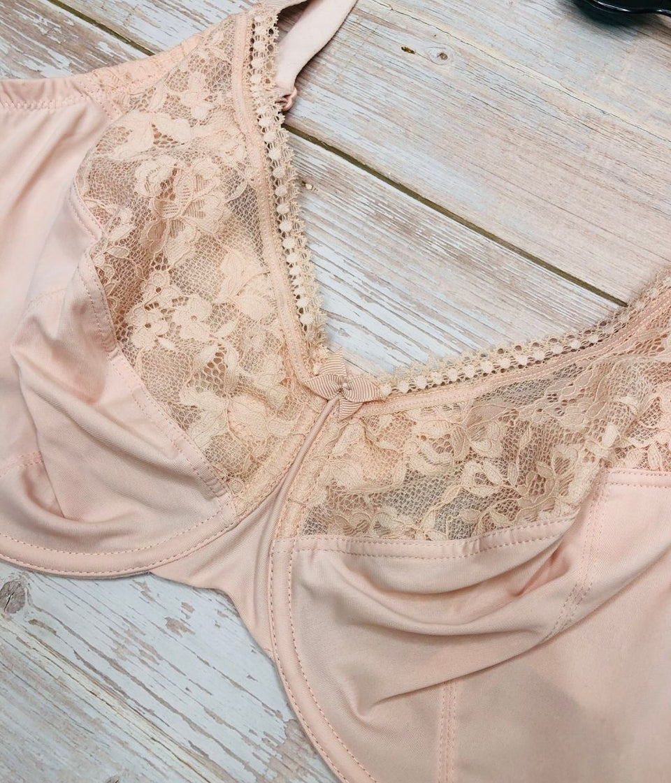 Pink Lace Trim Minimiser Bra