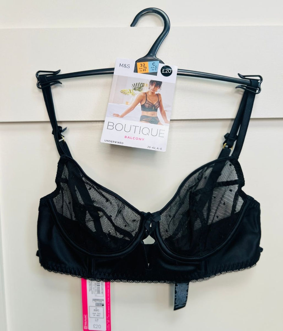 Black Boutique Balcony Bra