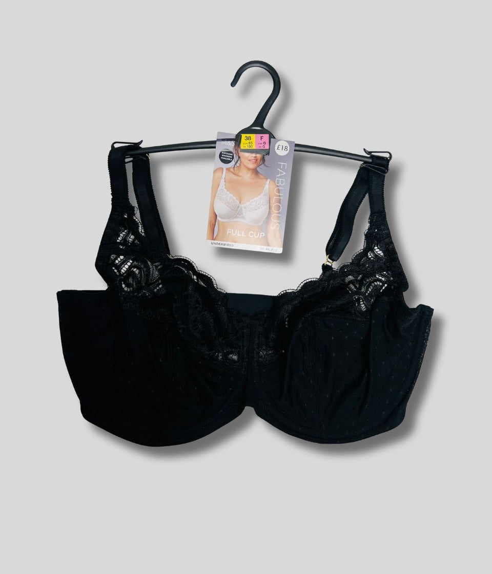 Black Amelia Wired Lace Full Cup Bra