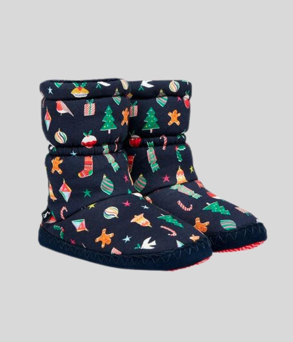 Navy Kids Festive Padabout Slipper Boots