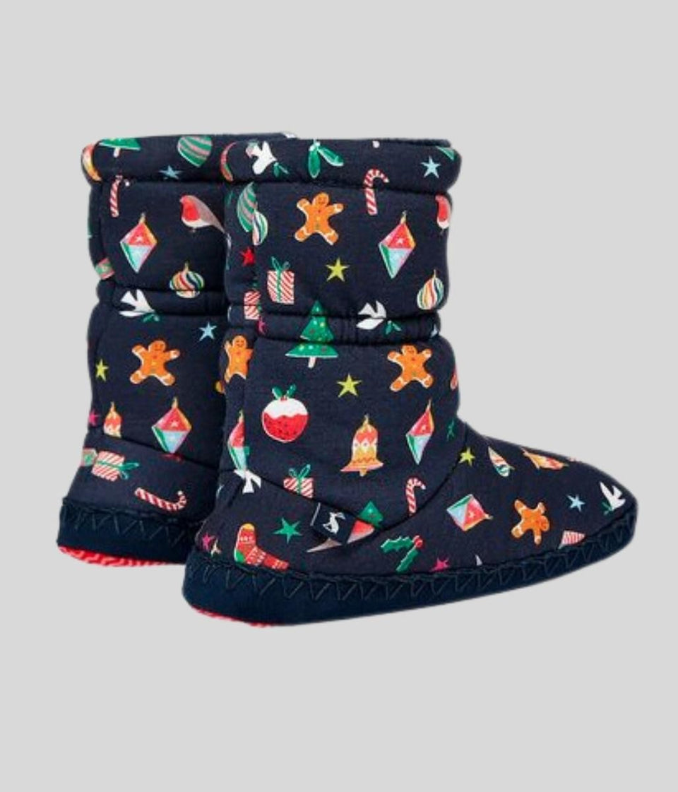 Navy Kids Festive Padabout Slipper Boots