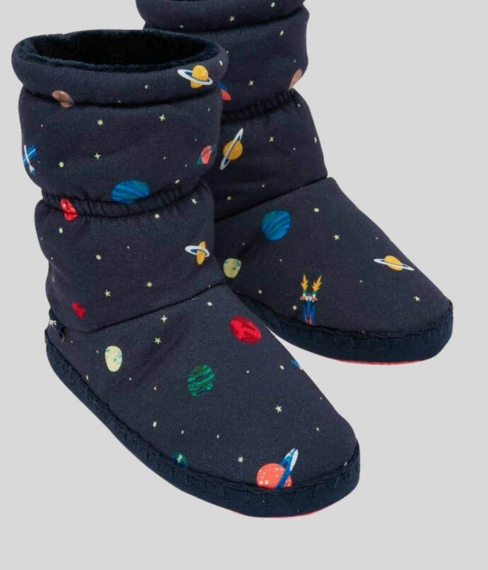 Navy Kids Space Padabout Slipper Boots