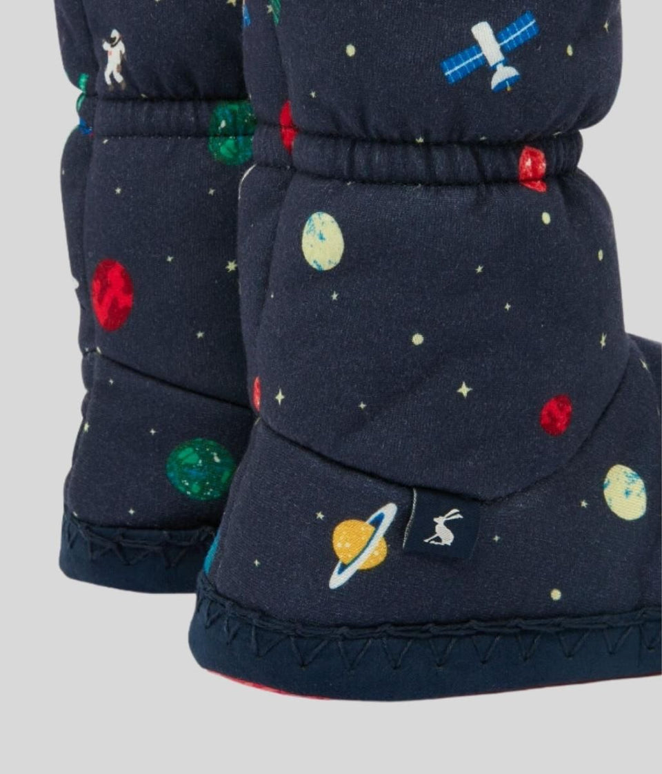 Navy Kids Space Padabout Slipper Boots