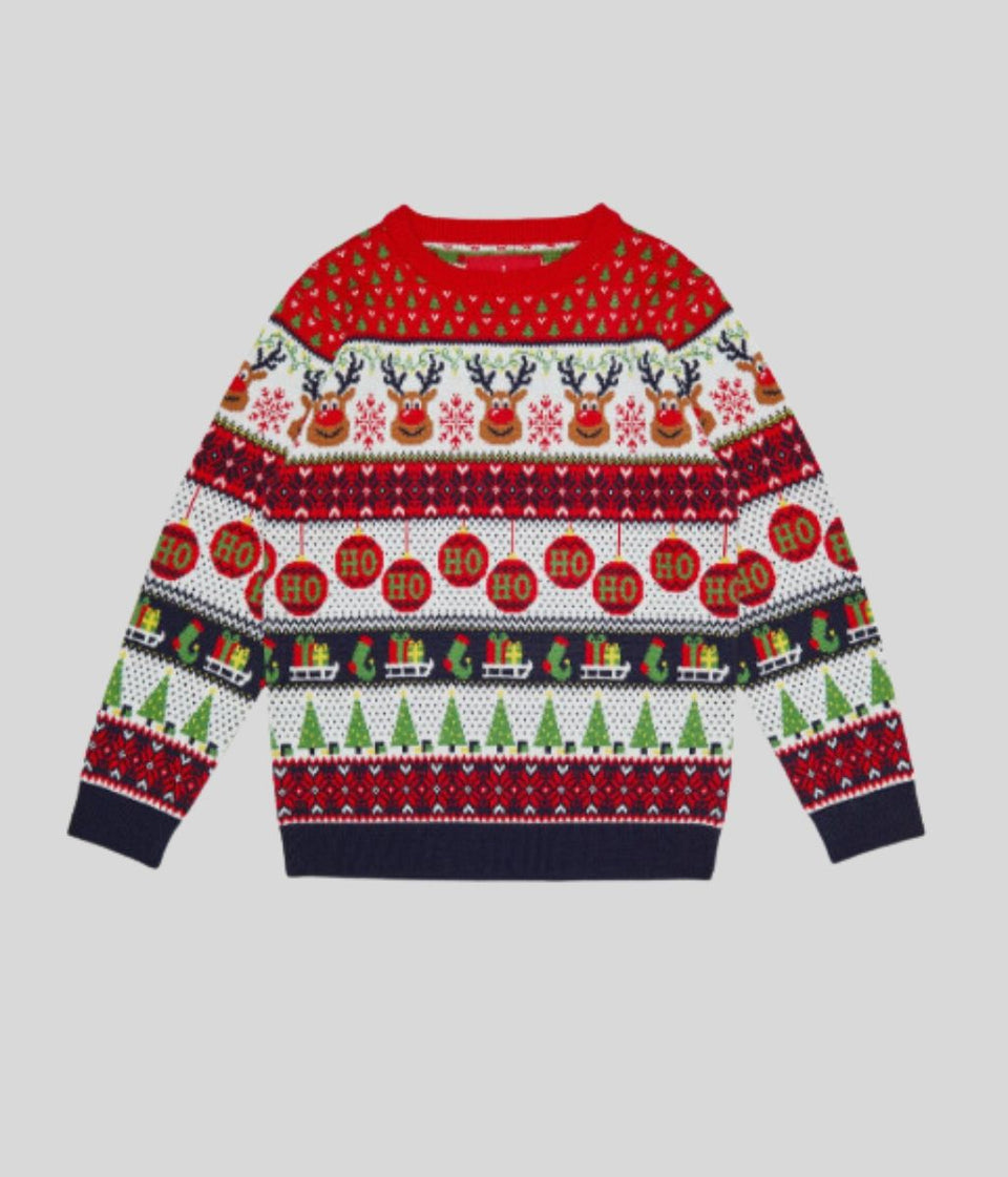 Childrens Reindeer Matching Family Christmas Jumper