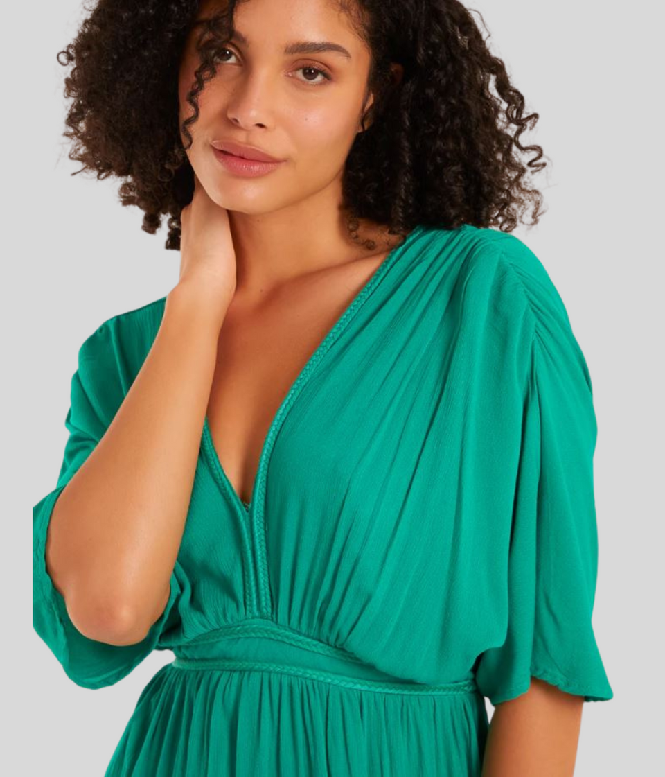 Green Rope Detail Batwing Dress