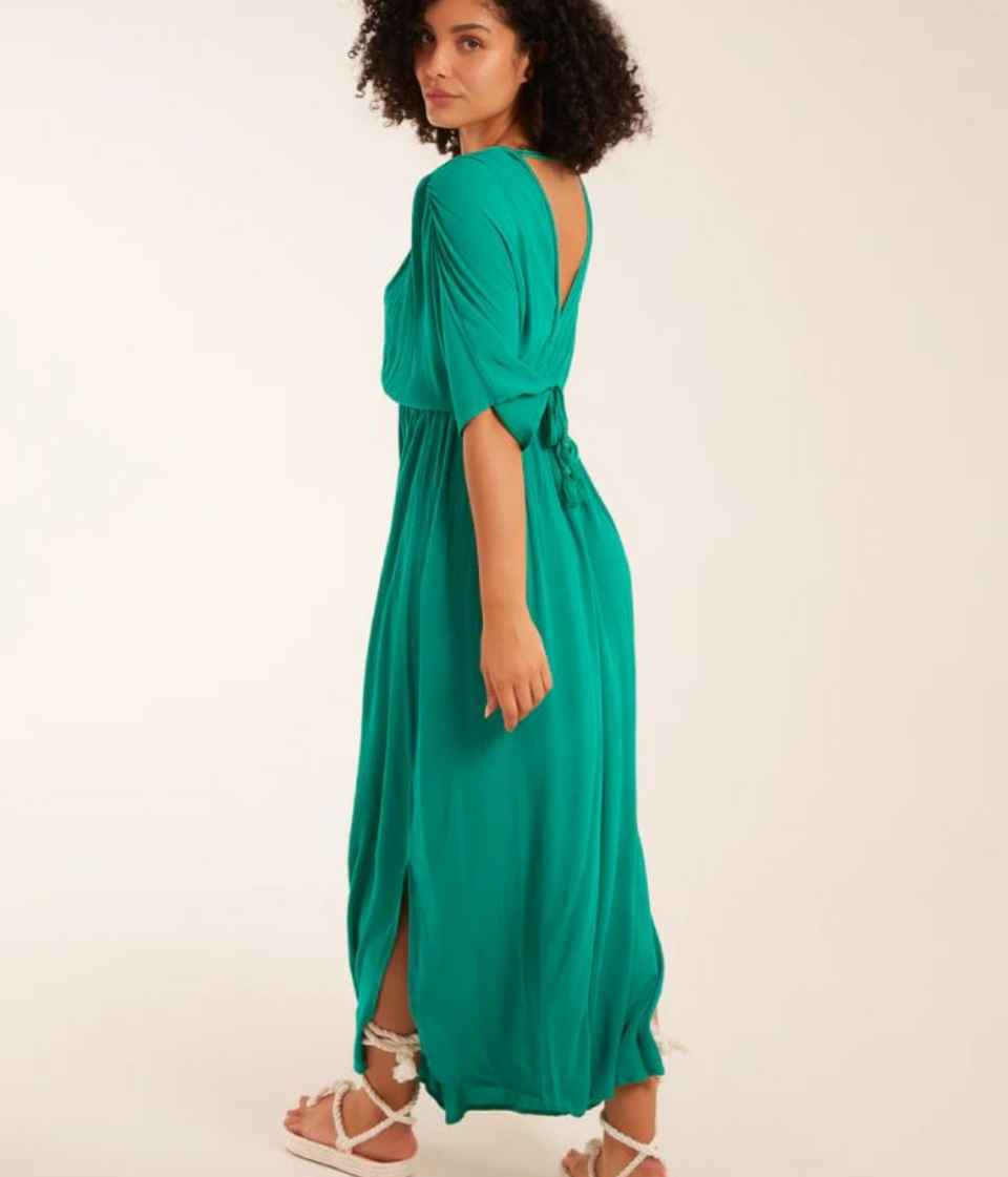 Green Rope Detail Batwing Dress