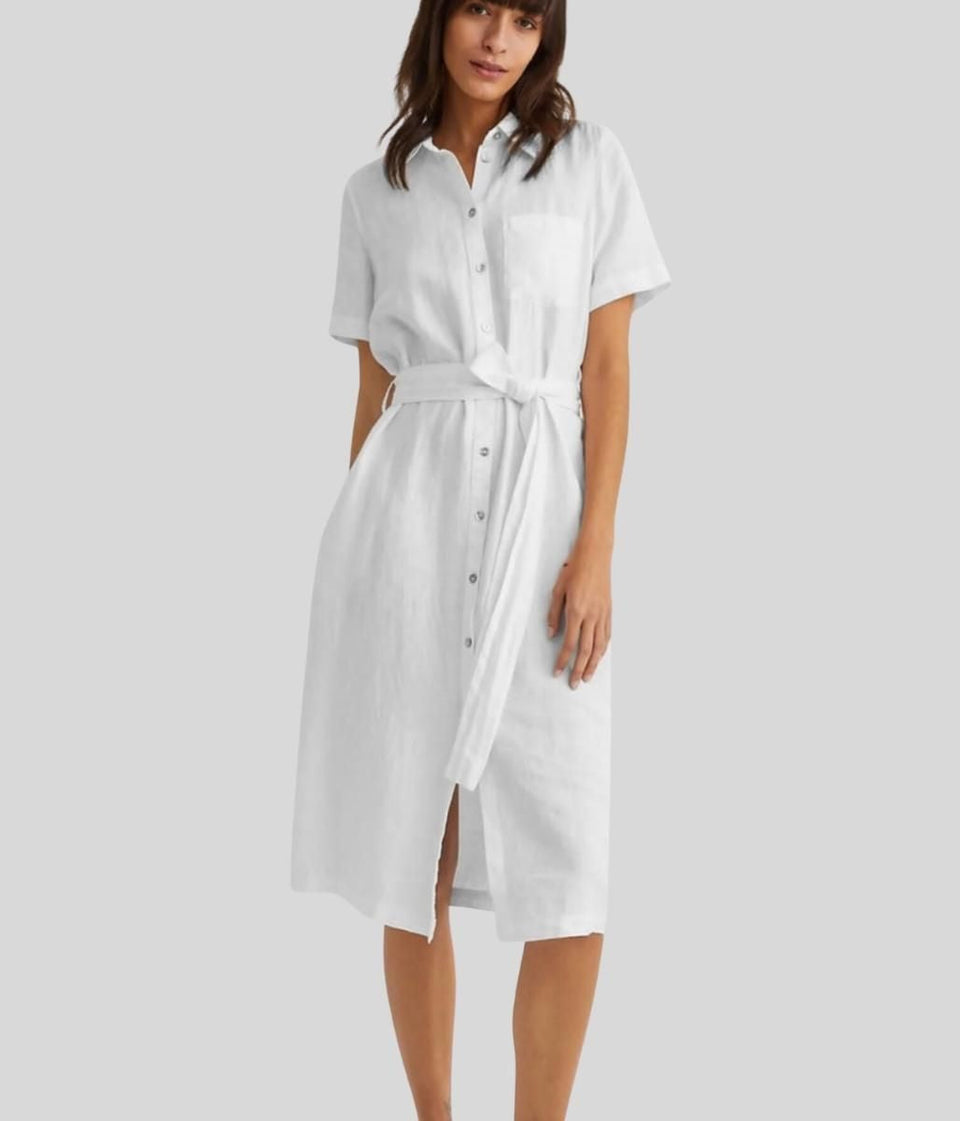 White Linen Shirt Dress