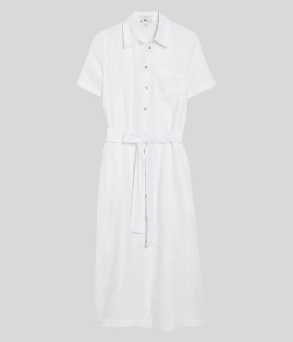 White Linen Shirt Dress