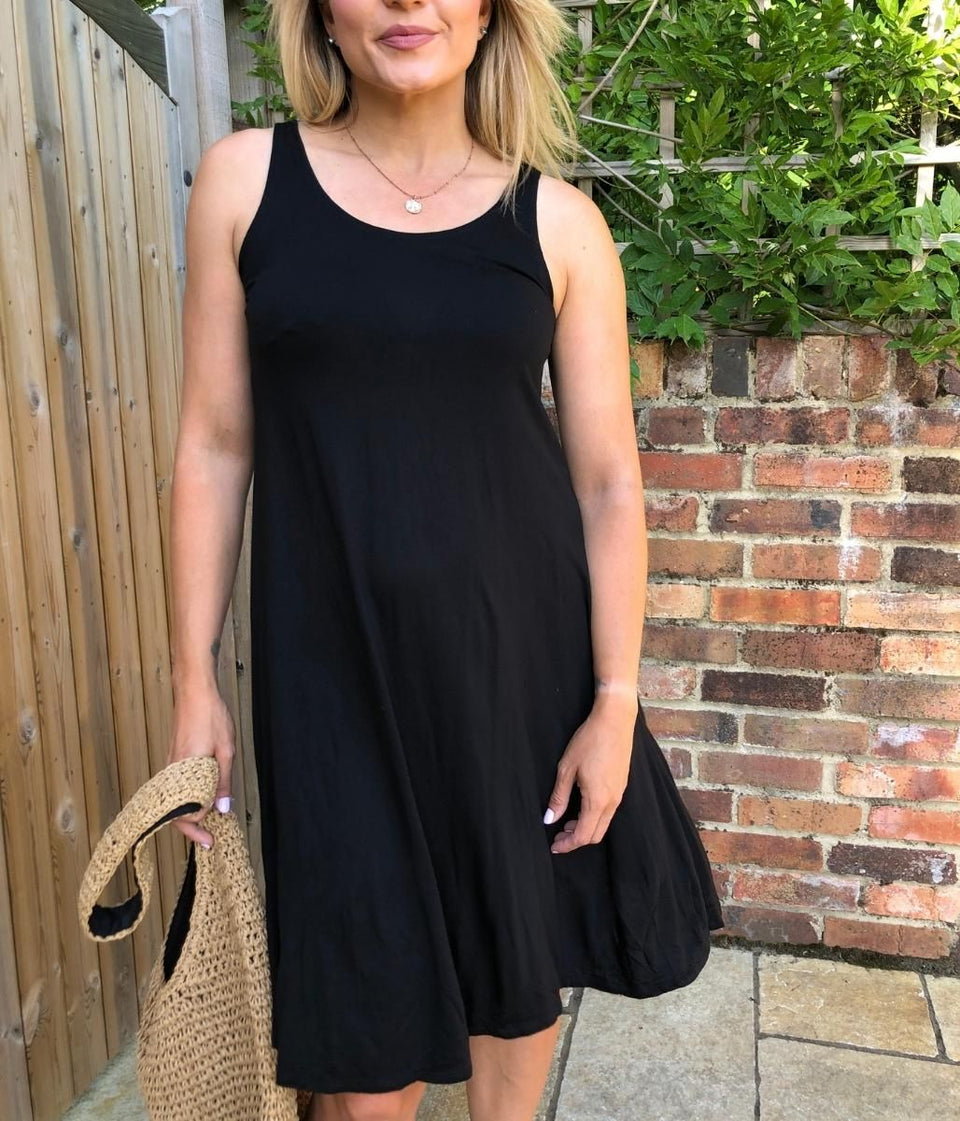 Black Sleeveless Jersey Swing Dress Highstreet Outlet UK