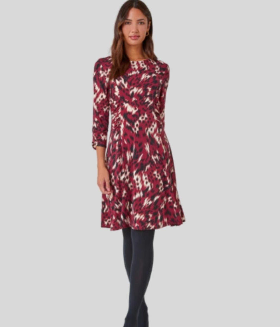 Shelley Deep Red Abstract Print Dress