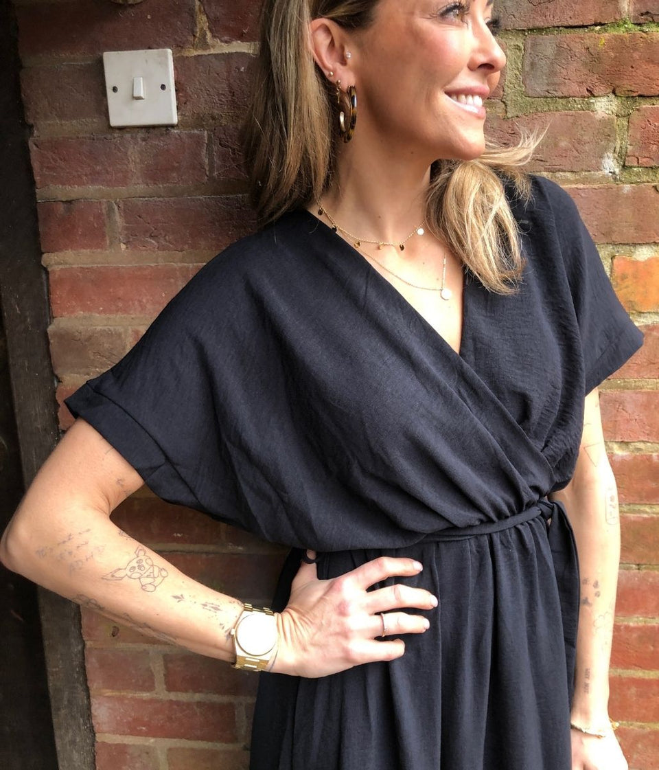 Black Belted Midaxi Dress