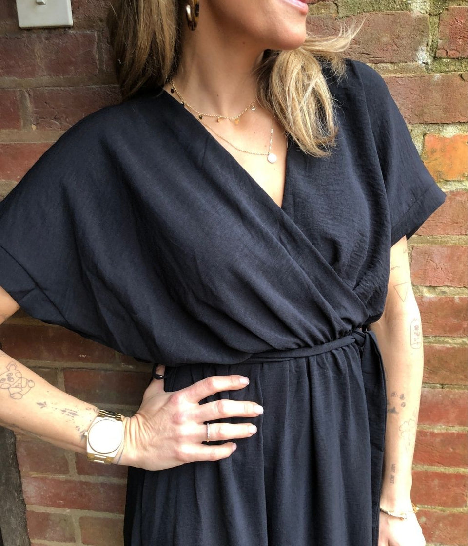 Black Belted Midaxi Dress