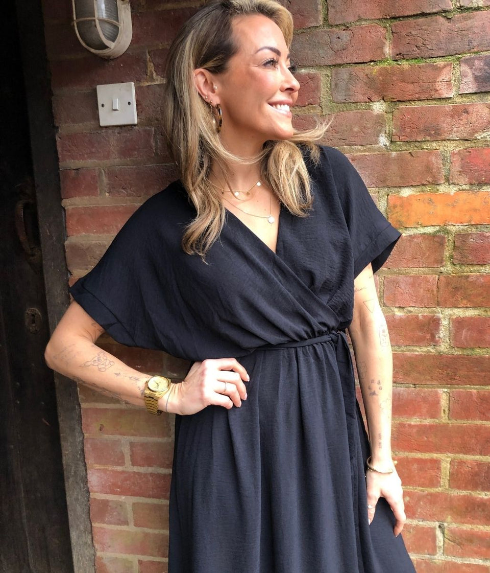 Black Belted Midaxi Dress