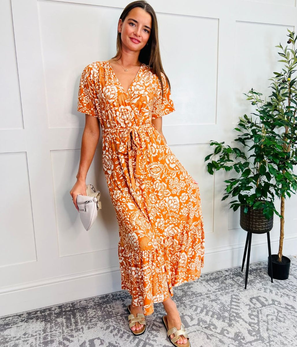 Orange Sophia Midi Dress