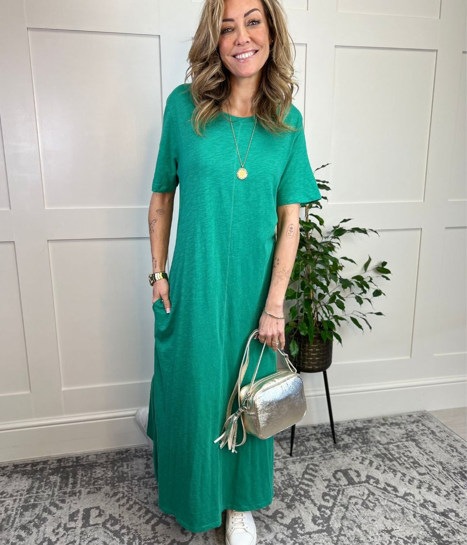 Green Jersey Midaxi T Shirt Dress