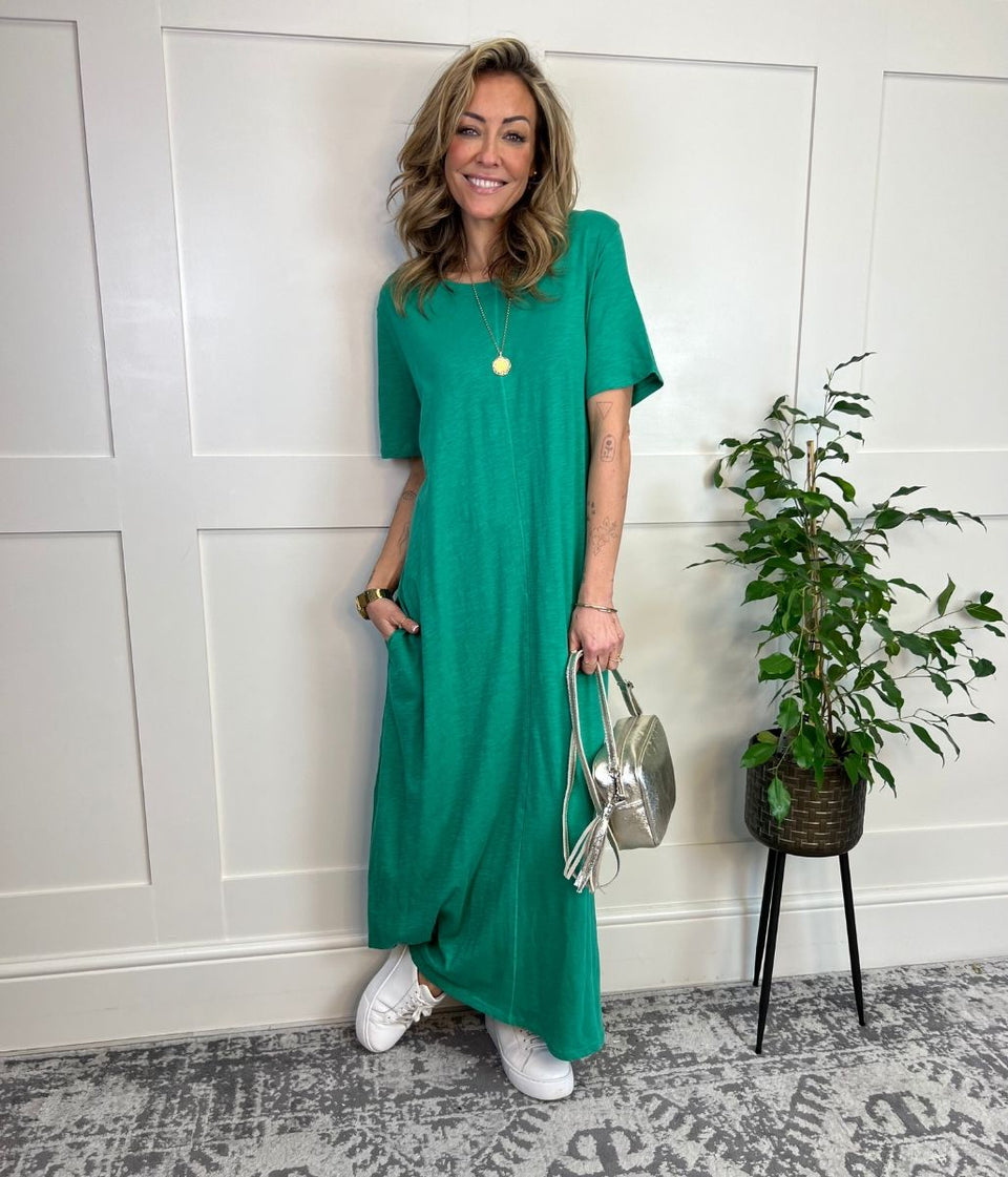 Green Jersey Midaxi T Shirt Dress