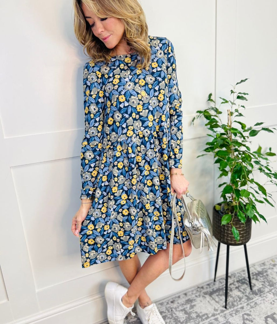 Navy Vintage Bouquet Sea Mirror Dress