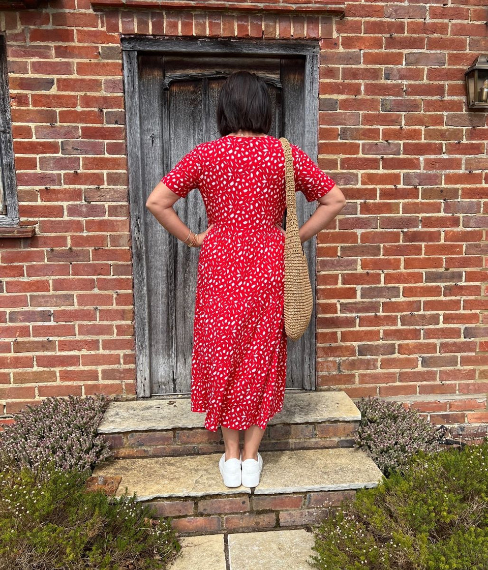 Red Tiered Confetti Smock Dress