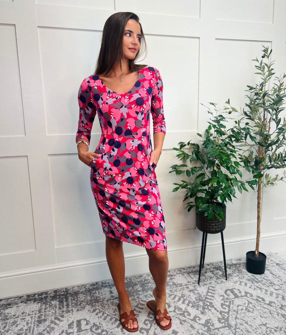 Pink Tess Floral Jersey Dress