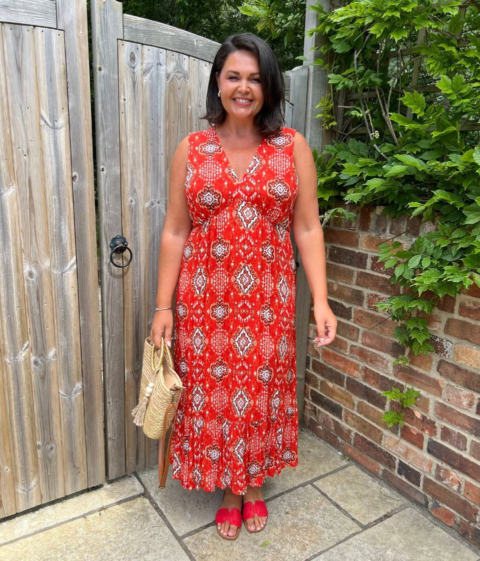 Printed Tie Back Midaxi Dress
