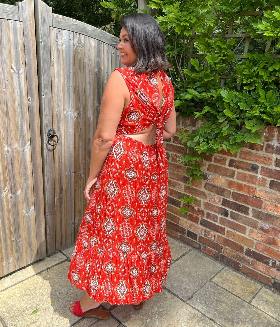 Printed Tie Back Midaxi Dress