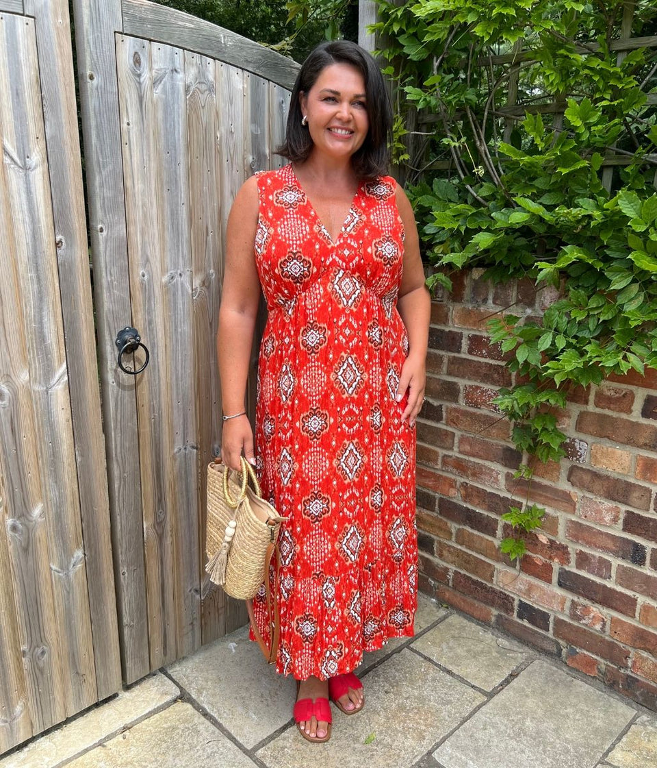 Printed Tie Back Midaxi Dress