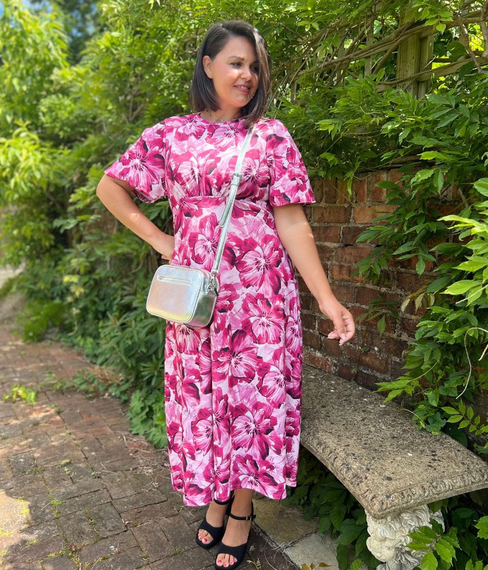 Pink Floral Kate Midi Dress