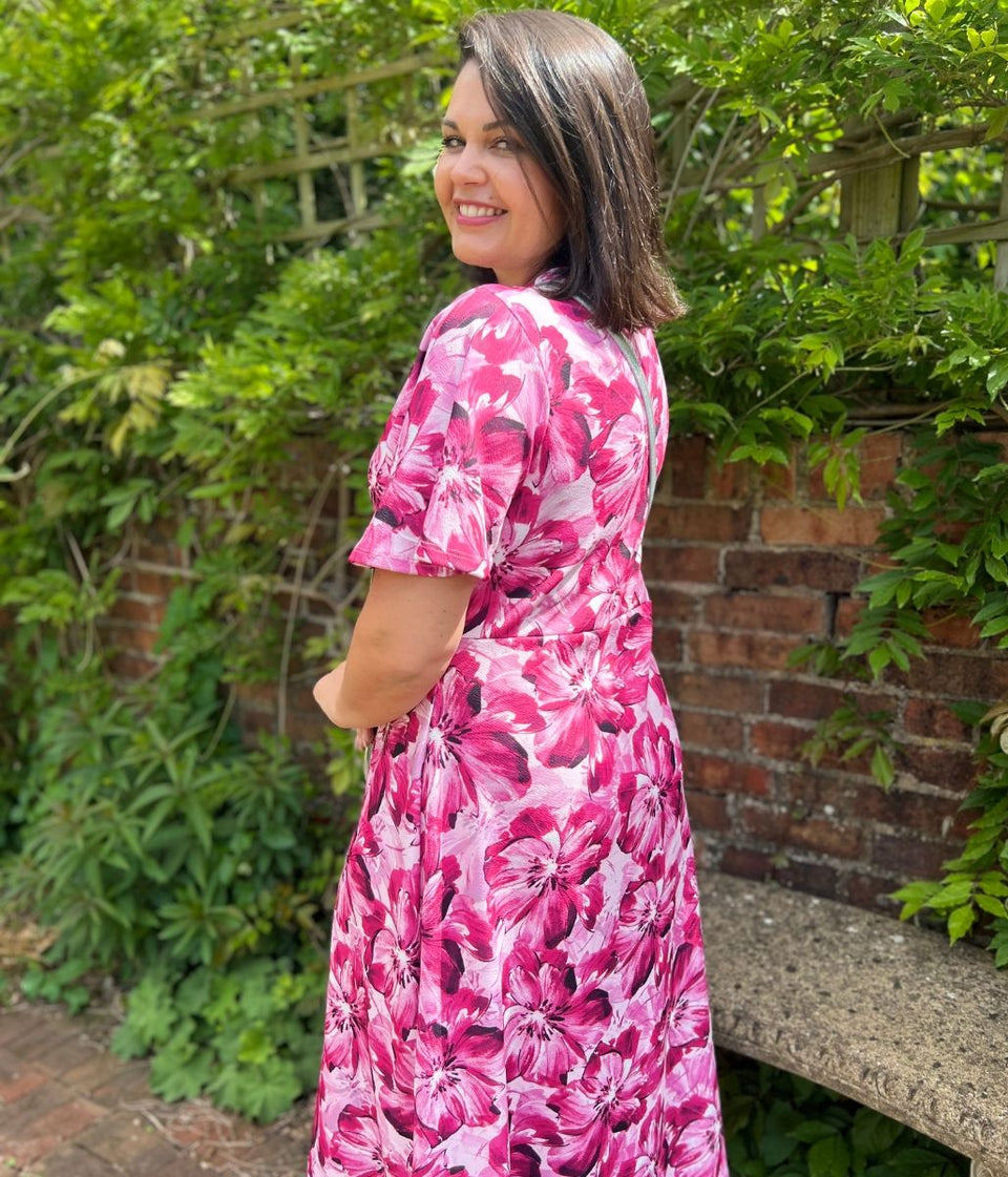 Pink Floral Kate Midi Dress