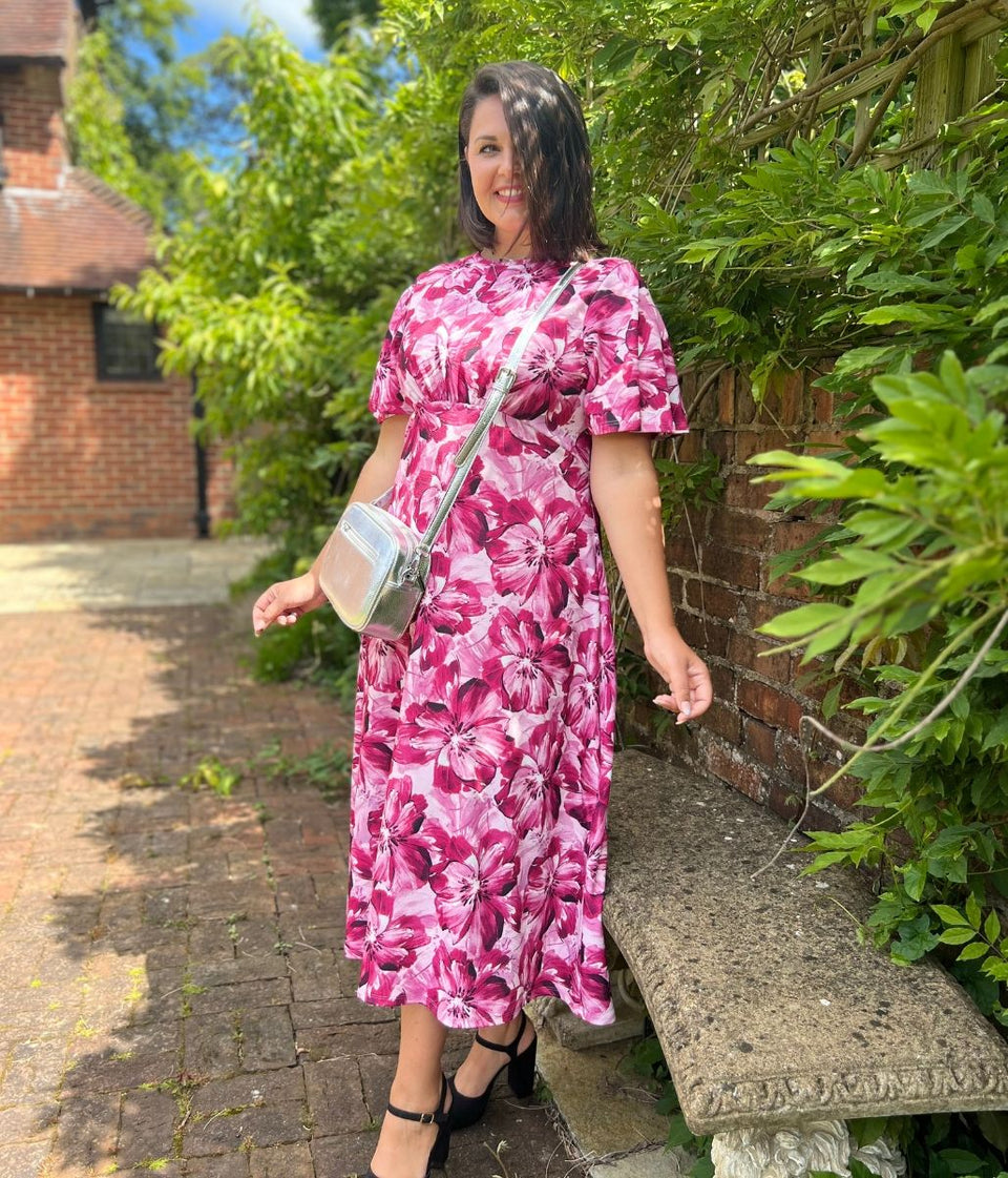 Pink Floral Kate Midi Dress