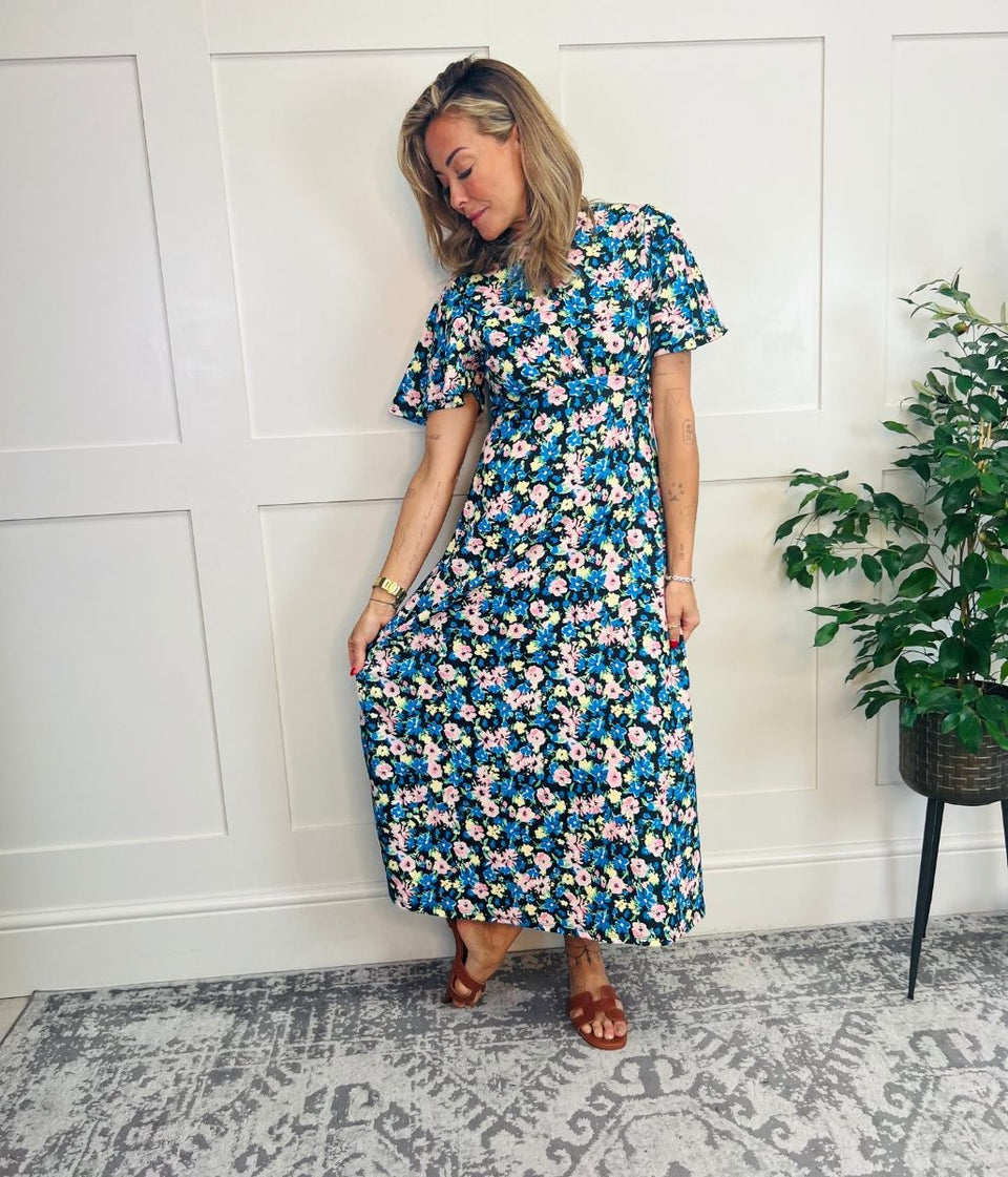 Vintage Floral Print Kate Midi Dress